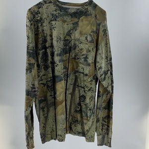 WFS Element Gear Camouflage T Shirt Men's Large Green Long Sleeve 100% Cotton.